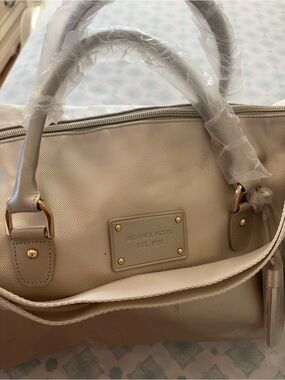 Michael Kors Cream Satchel with Gold Hardware